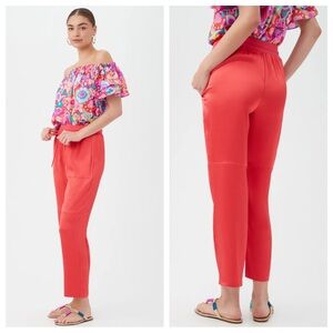 New! Trina Turk Bernelle 2 Capri Coral Hammered Satin Ankle Pants